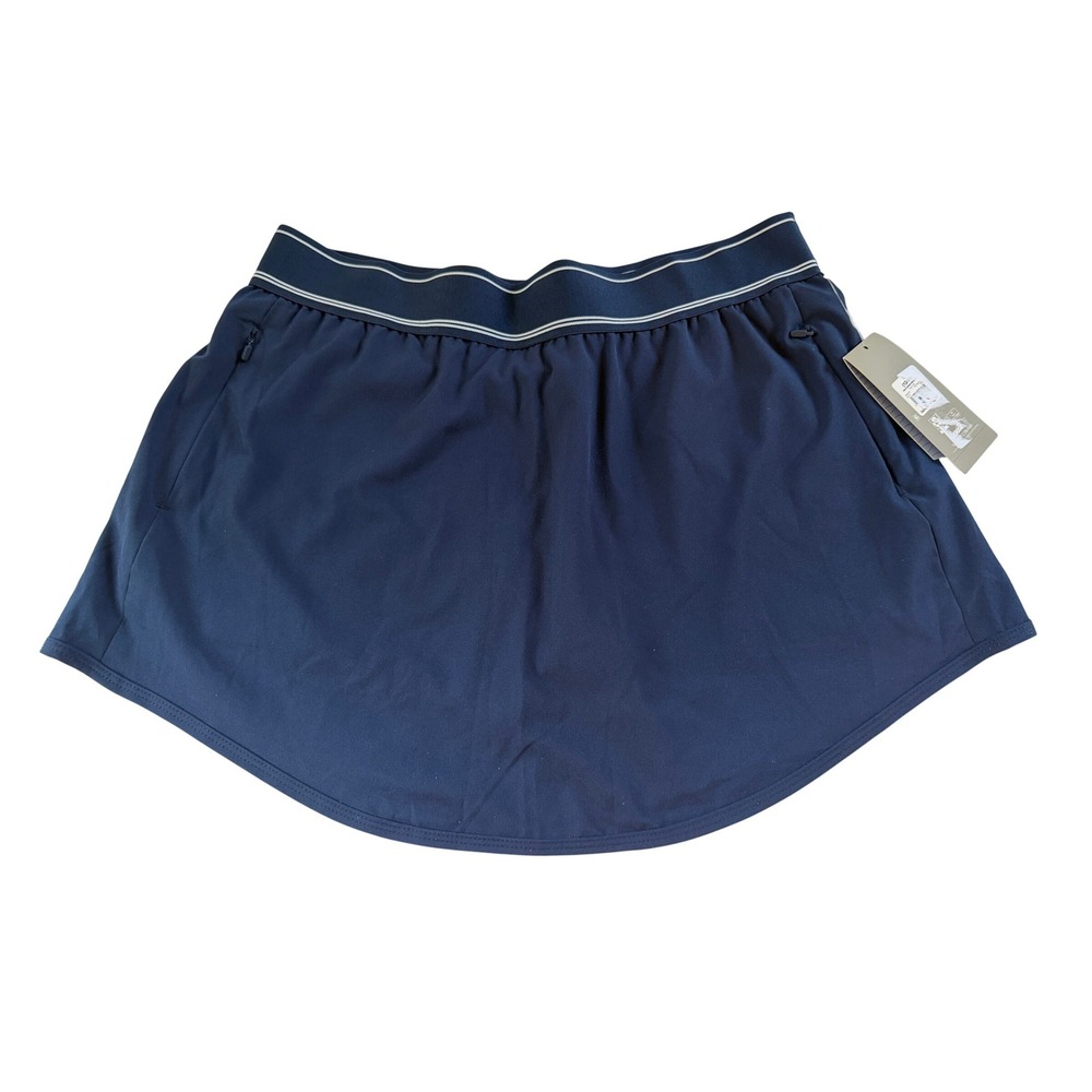 Avia Womens Navy Blue Curved Hem Skort Large 12-14 Pockets Moisture Wicking NEW